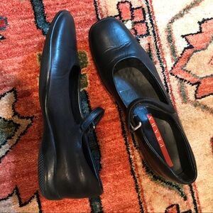 Prada Black Leather Mary Jane Flats